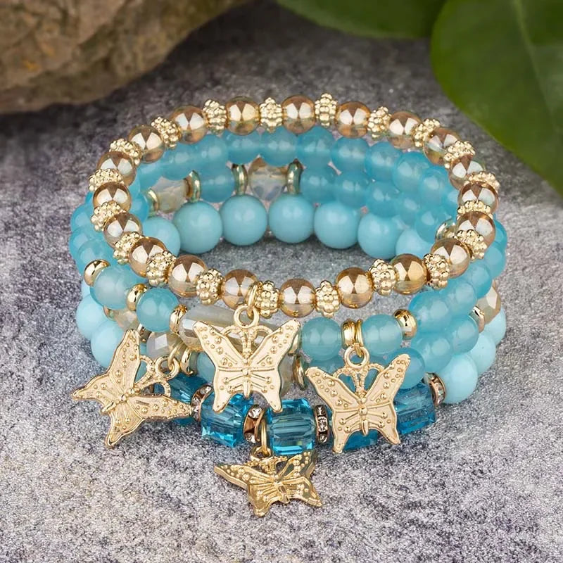 Pink Butterfly Charm Bracelet Set ✨