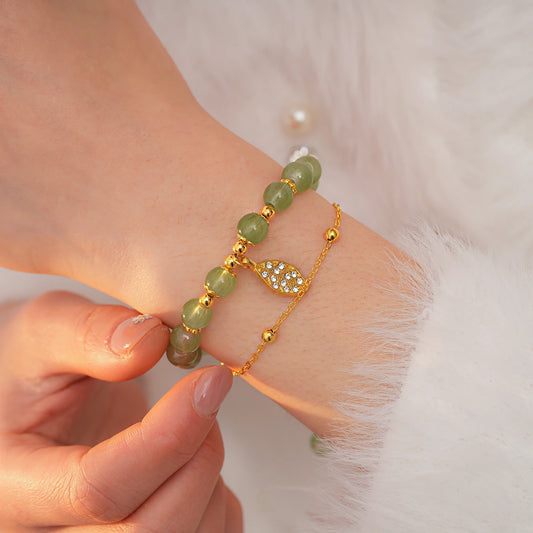 Green Jade Energy Bracelet – Gold Charm Lucky Bracelet