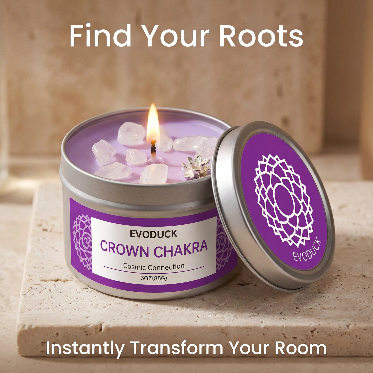 Spiritual Chakra Crystal Candle – Energy Cleansing & Manifestation