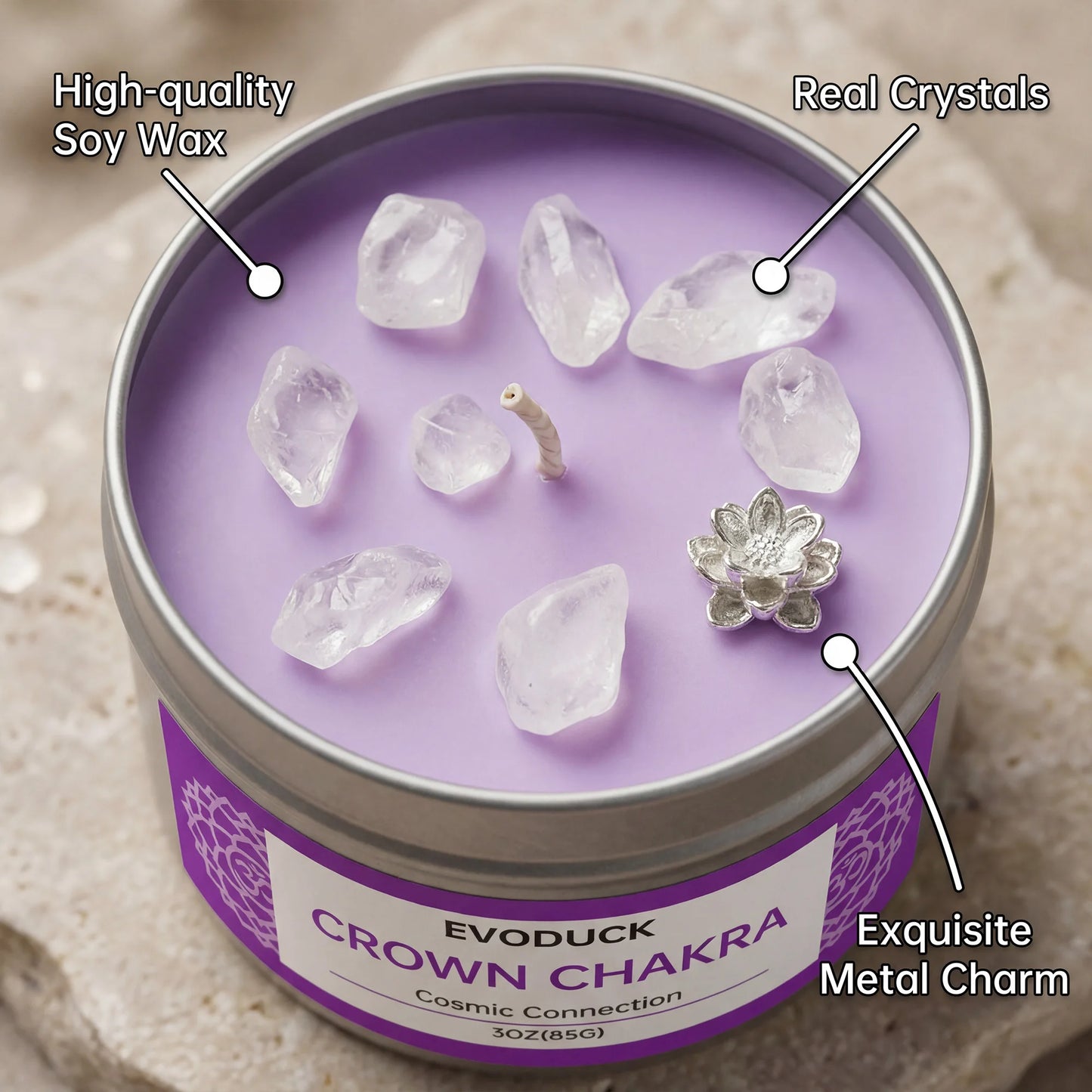Spiritual Chakra Crystal Candle – Energy Cleansing & Manifestation