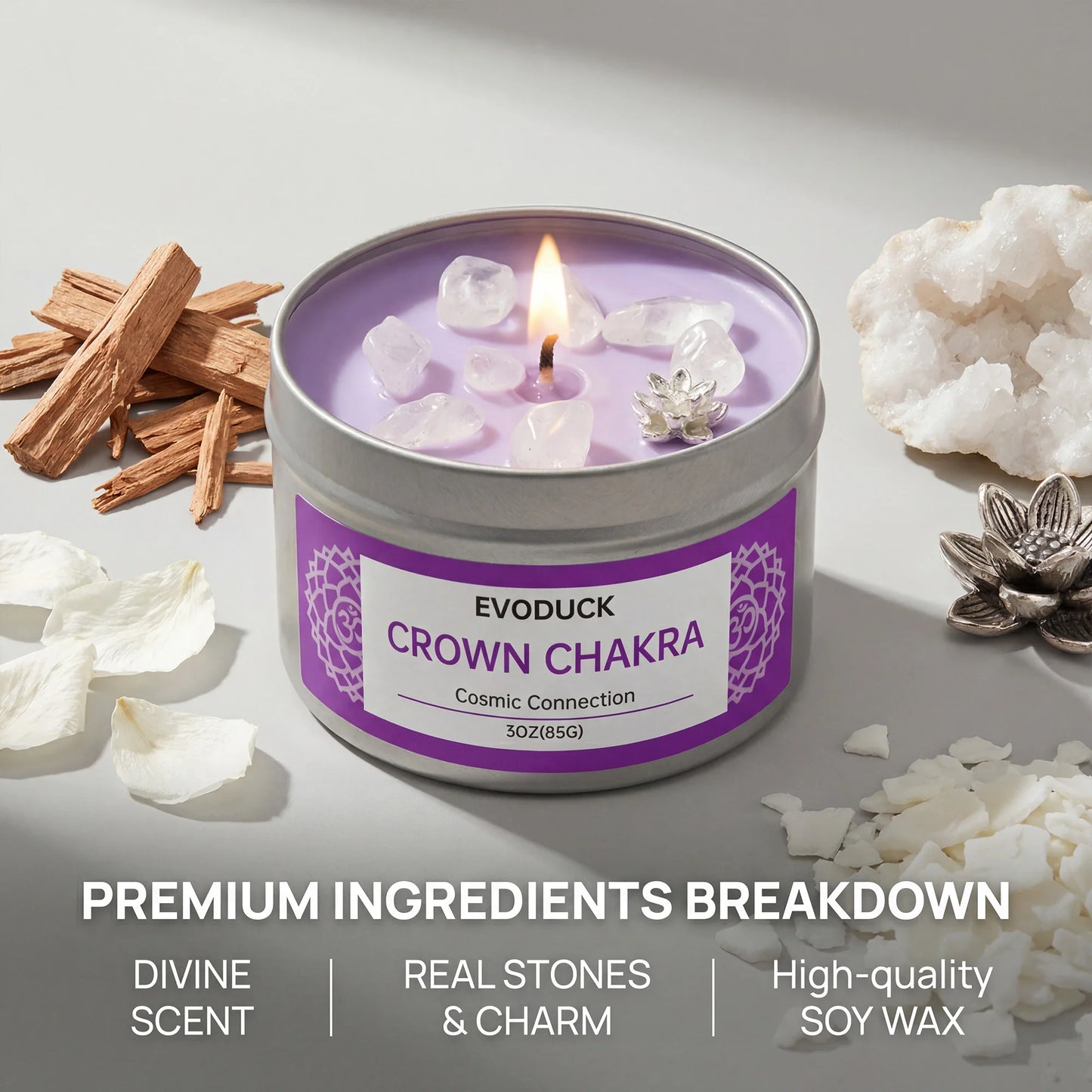 Spiritual Chakra Crystal Candle – Energy Cleansing & Manifestation