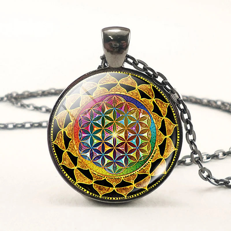 Sacred Geometry Flower of Life Necklace – Spiritual Energy Pendant