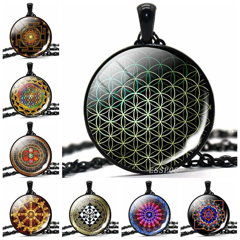 Sacred Geometry Flower of Life Necklace – Spiritual Energy Pendant