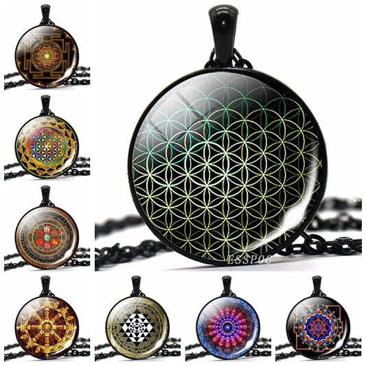 Sacred Geometry Flower of Life Necklace – Spiritual Energy Pendant