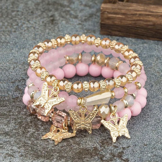 Pink Butterfly Charm Bracelet Set ✨