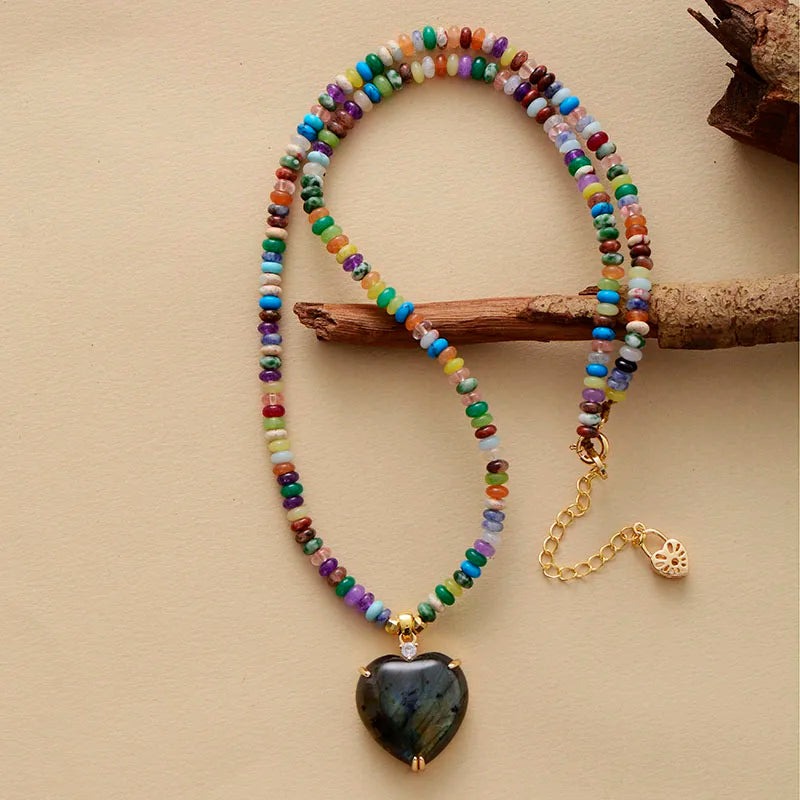 Healing Crystal Heart Necklace – Spiritual Energy Pendant