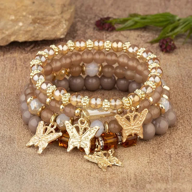 Pink Butterfly Charm Bracelet Set ✨