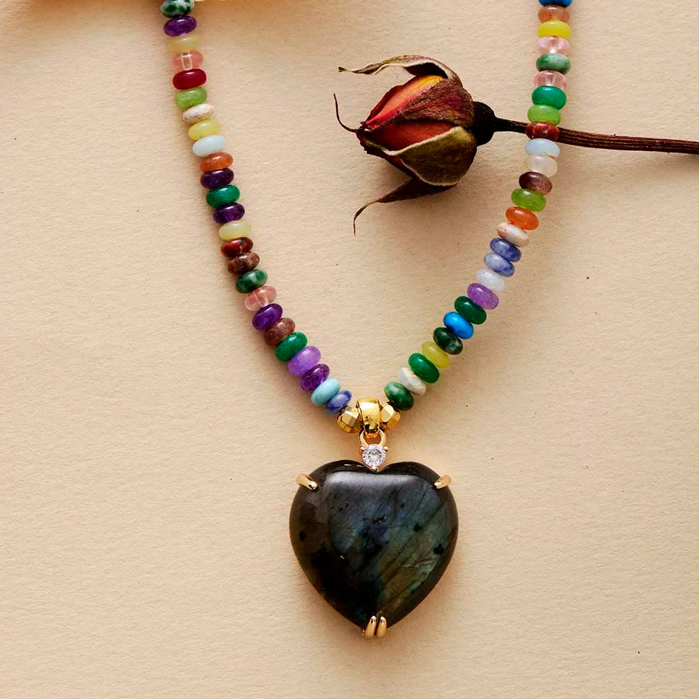 Healing Crystal Heart Necklace – Spiritual Energy Pendant