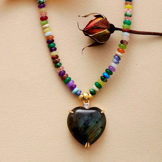 Healing Crystal Heart Necklace – Spiritual Energy Pendant