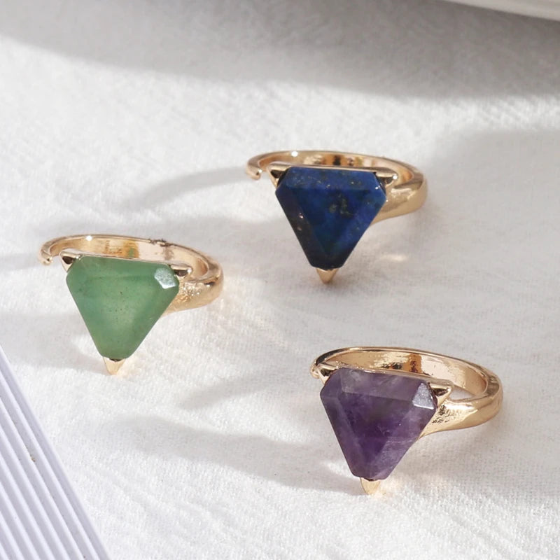 ✨ Amethyst & Aventurine Crystal Energy Ring – Adjustable Healing Gemstone Ring