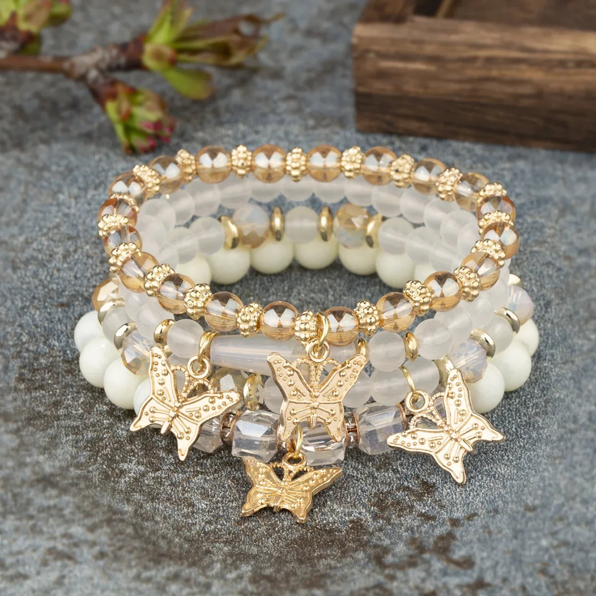 Pink Butterfly Charm Bracelet Set ✨