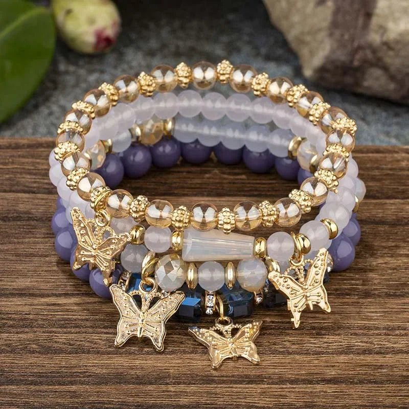 Pink Butterfly Charm Bracelet Set ✨