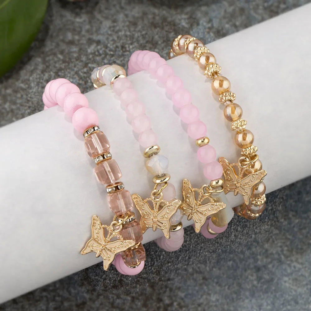 Pink Butterfly Charm Bracelet Set ✨