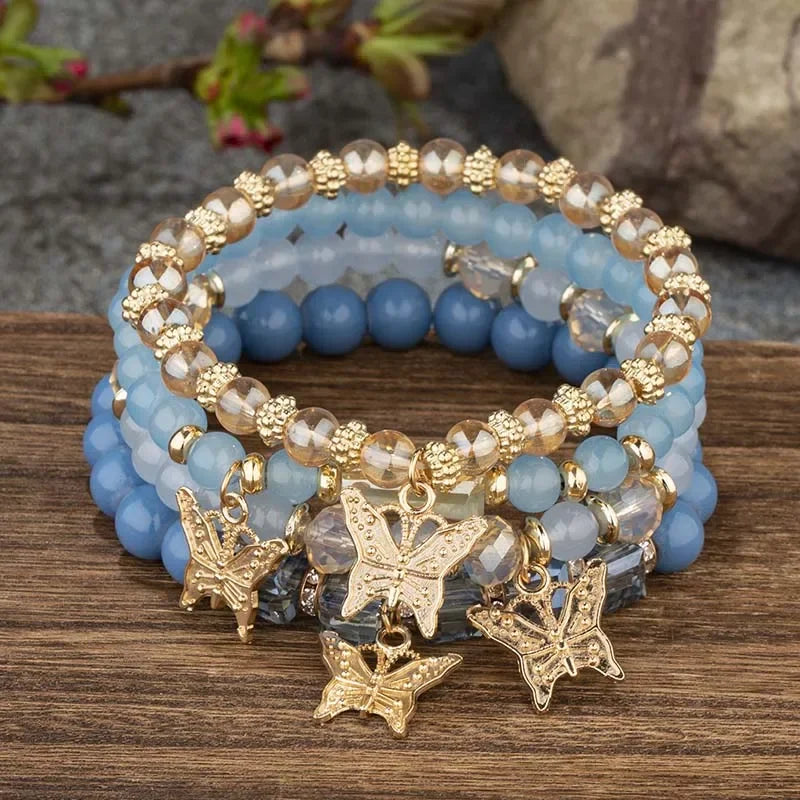 Pink Butterfly Charm Bracelet Set ✨