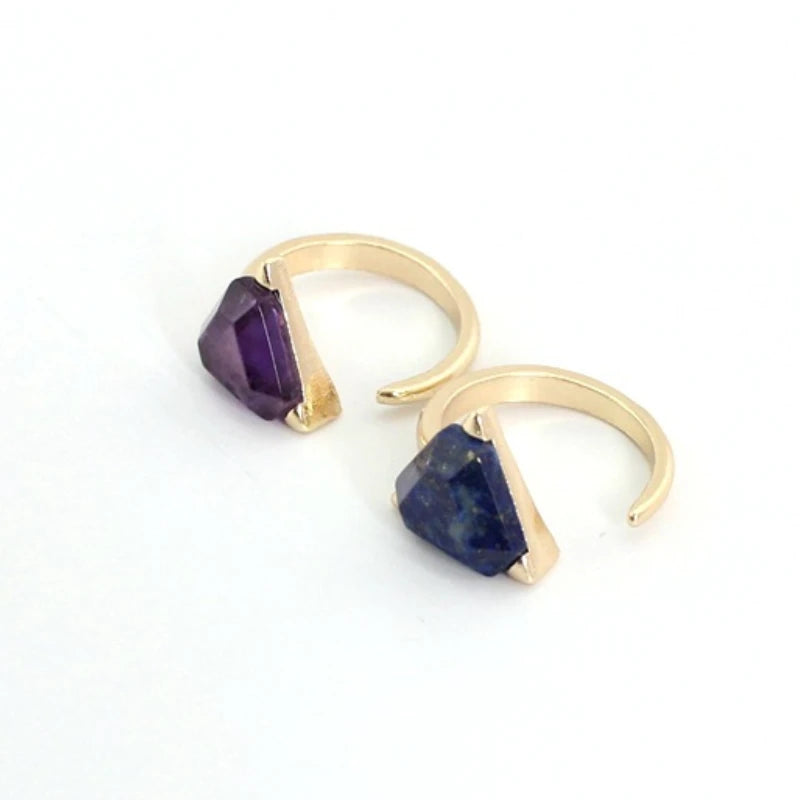 ✨ Amethyst & Aventurine Crystal Energy Ring – Adjustable Healing Gemstone Ring