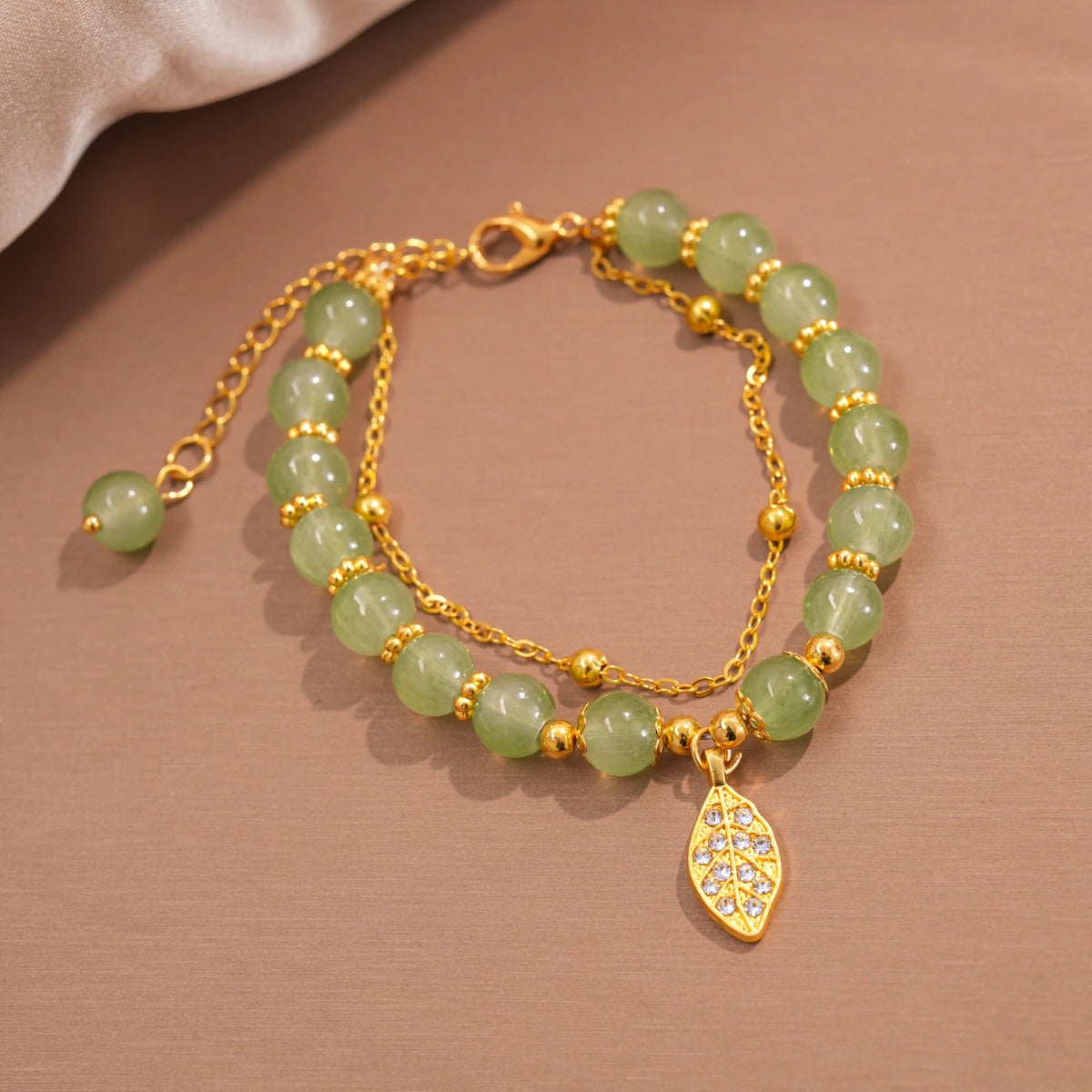 Green Jade Energy Bracelet – Gold Charm Lucky Bracelet