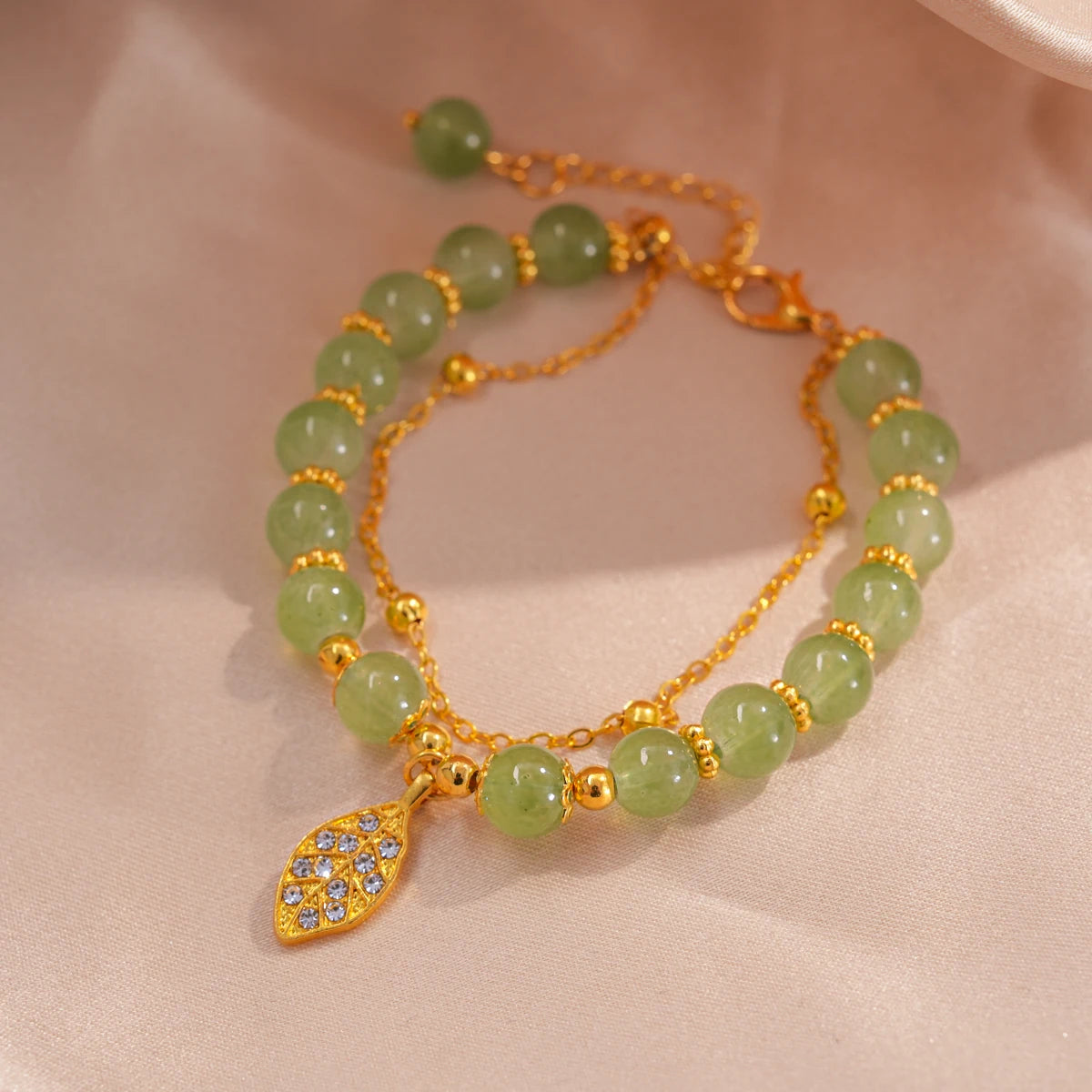 Green Jade Energy Bracelet – Gold Charm Lucky Bracelet