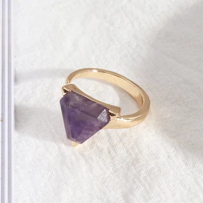 ✨ Amethyst & Aventurine Crystal Energy Ring – Adjustable Healing Gemstone Ring